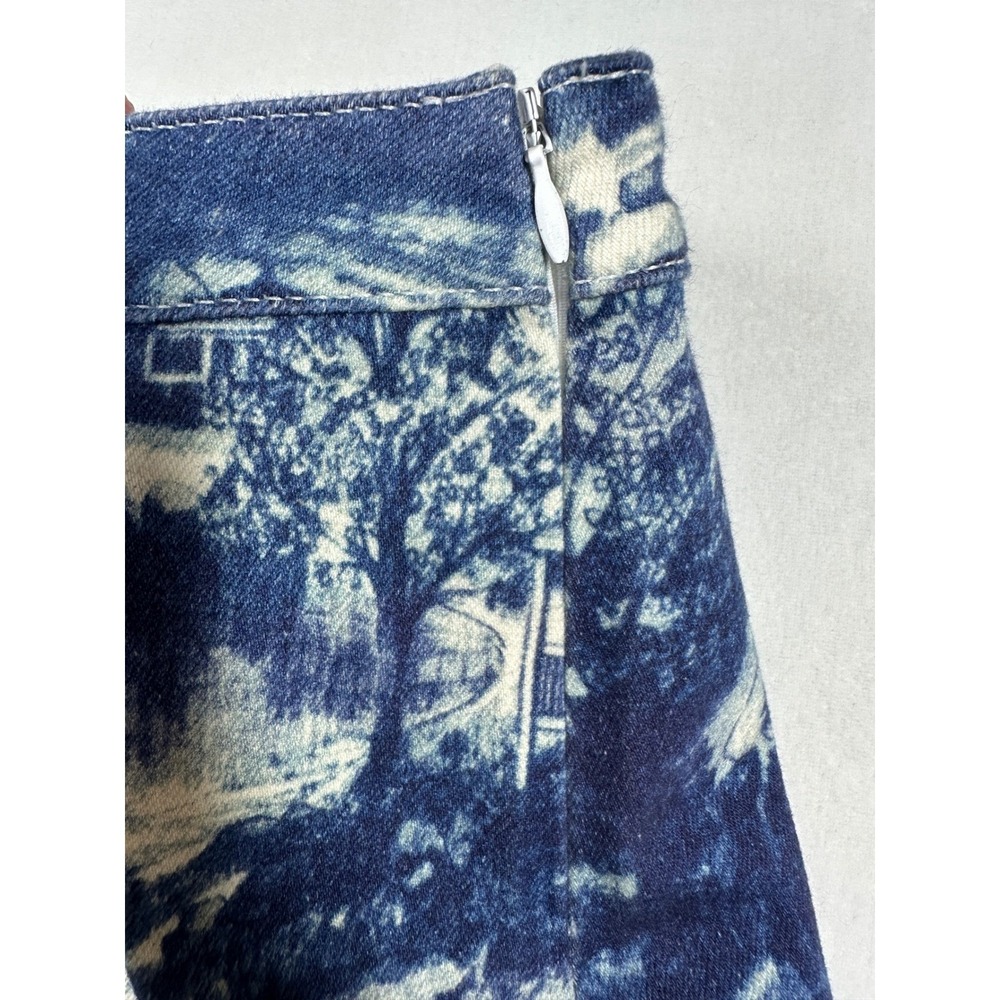 Anthropologie French Toile Landscape Pencil Skirt Sz 6 Blue White Coastal Scenic - Picture 8 of 9